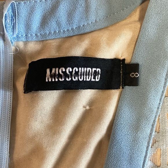 Missguided blue laser cut deep V neck romper size small - Picture 2 of 6